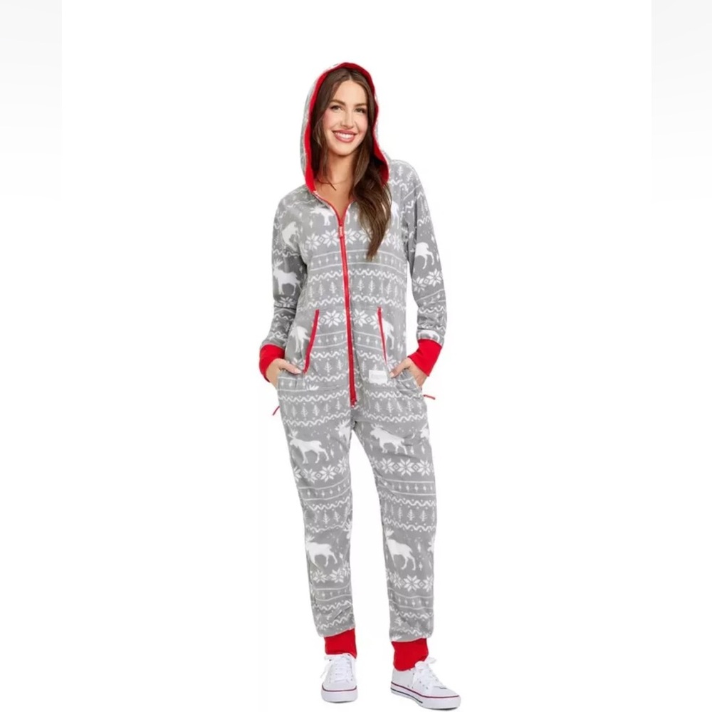 Typsy Elves Grey Moose Christmas Jumpsuit